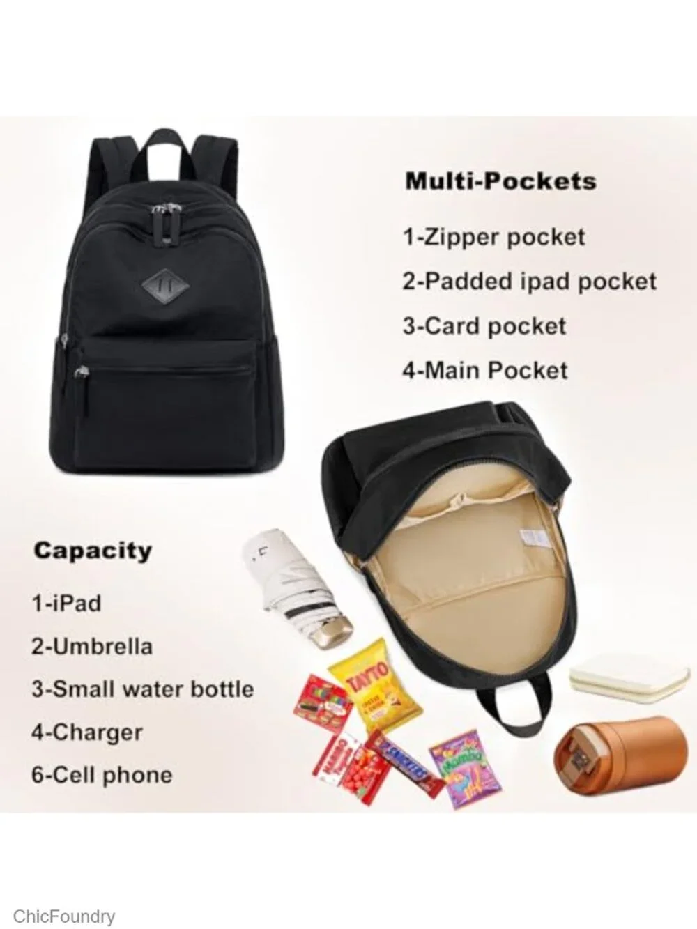 Mini Backpack for Women Girls Lightweight Cute Water Resistant with Hidden